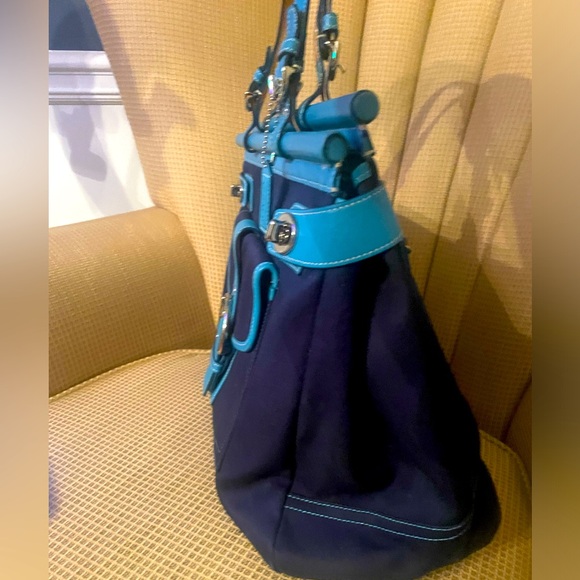 Coach Hampton Double Turnlock Satchel Tote - Picture 4 of 13